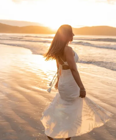 Side Cut-out White Dress